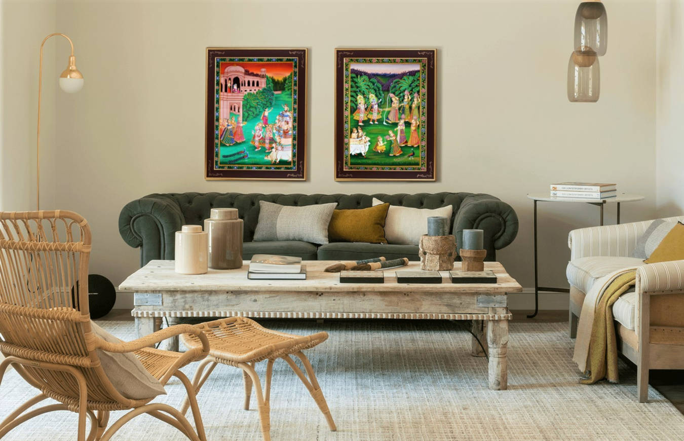 Luxury painting wall art in a living room decor.
