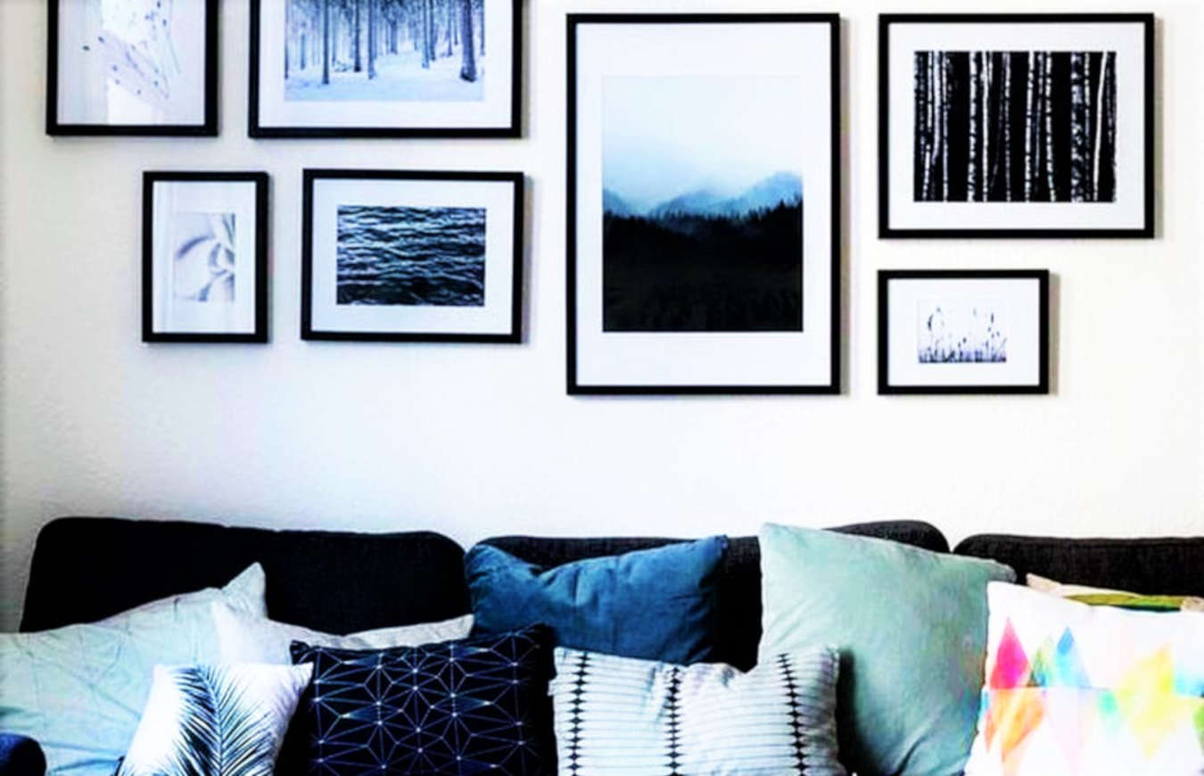 Luxury photo frames in a living room decor.