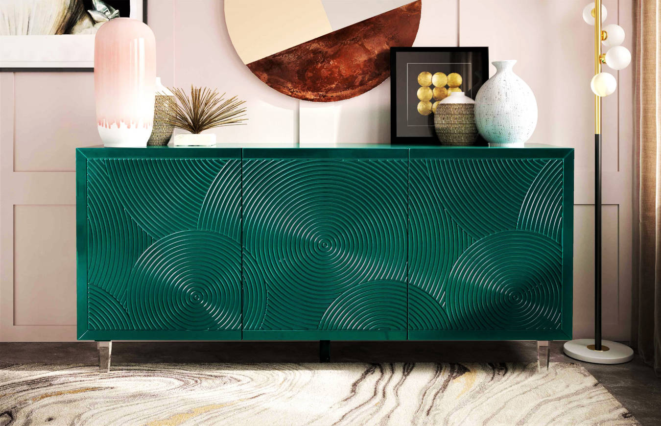 Luxury sideboard cabinet in a living room decor.