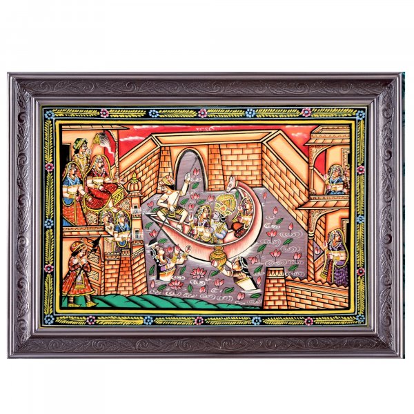 Vridavan Radha Krishna Miniature Painting