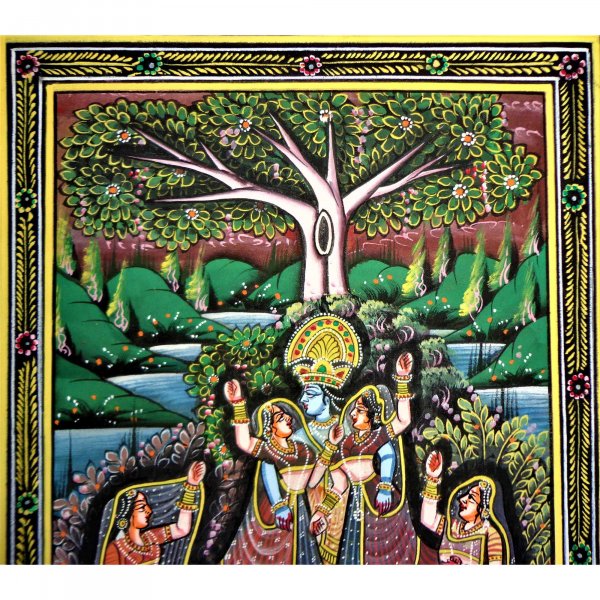 Vridavan Radha Krishna Miniature Painting