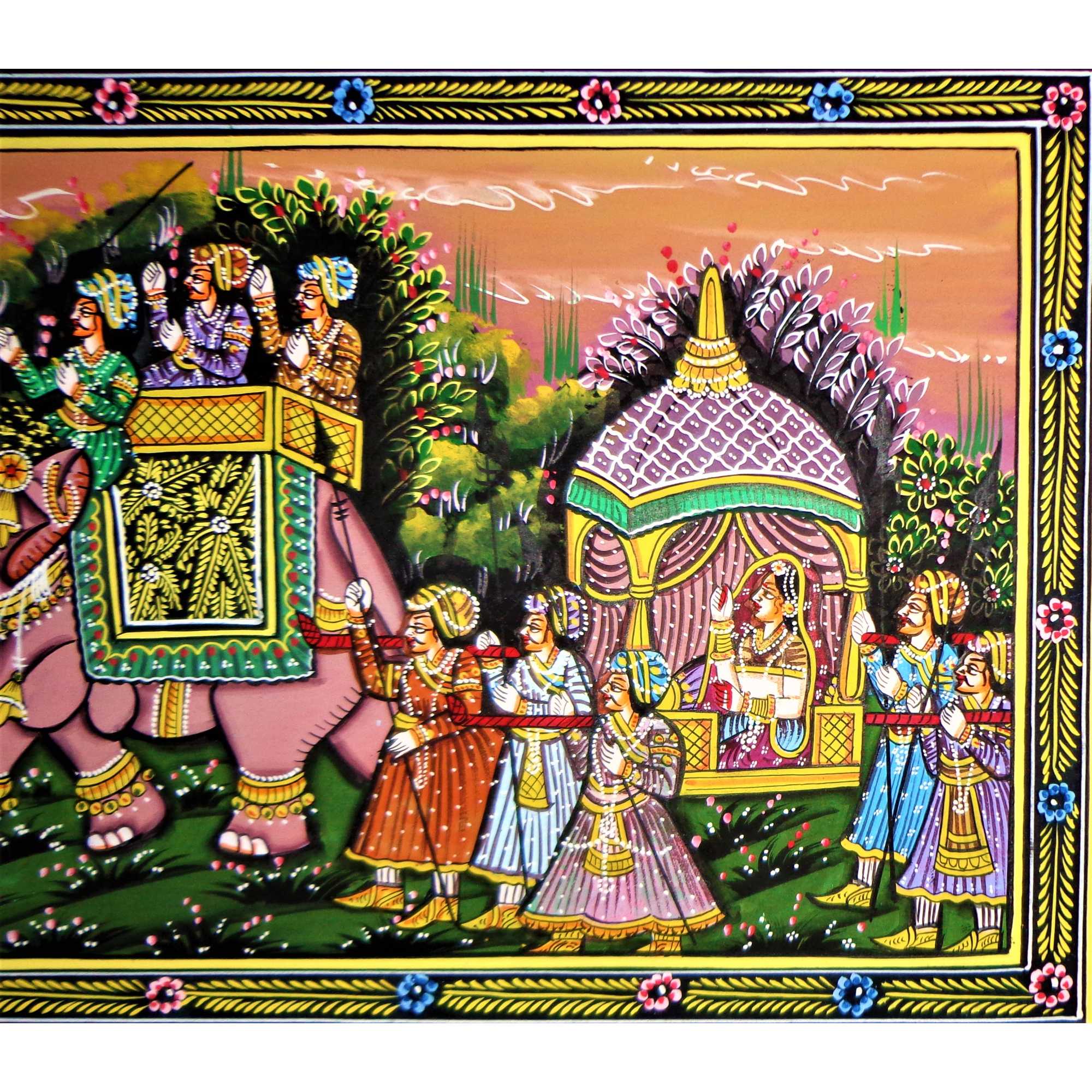 Rajgharana Sawari Rajasthani Miniature Painting AVIVANA