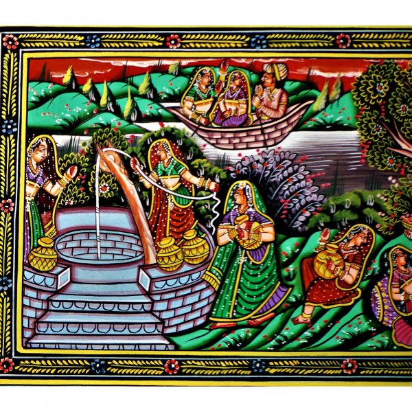 Gaon Village Rajasthani Miniature Painting