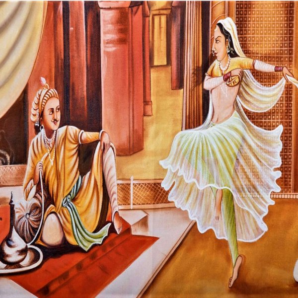 Royal Mughal Court Oil Painting