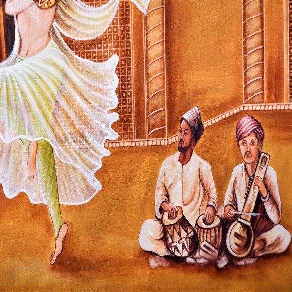 Royal Mughal Court Oil Painting