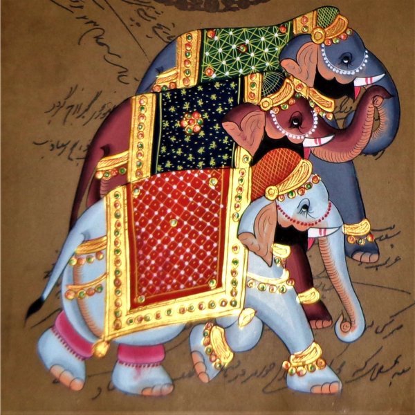 ROYAL ELEPHANT Stamp Paper Painting