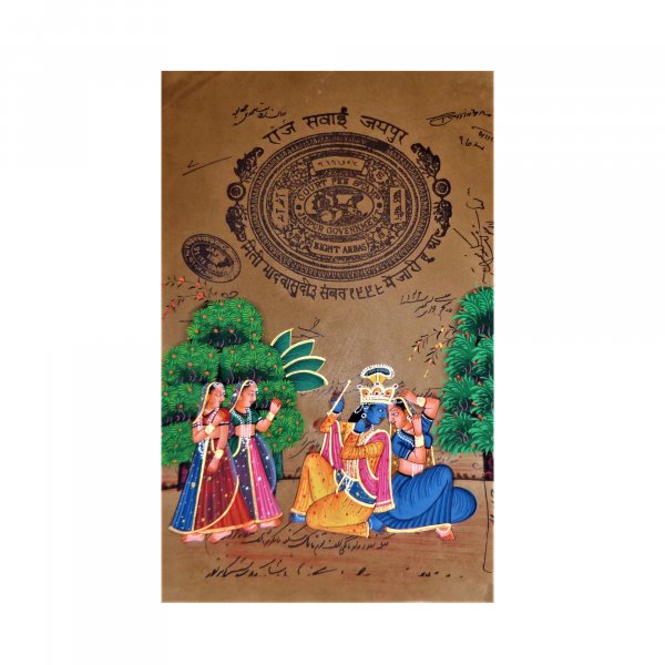 RADHA KRISHNA Stamp Paper Painting