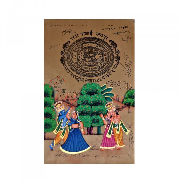 RADHA KRISHNA Stamp Paper Painting