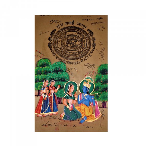 RADHA KRISHNA Stamp Paper Painting