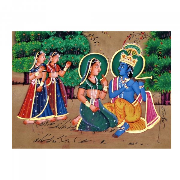 RADHA KRISHNA Stamp Paper Painting