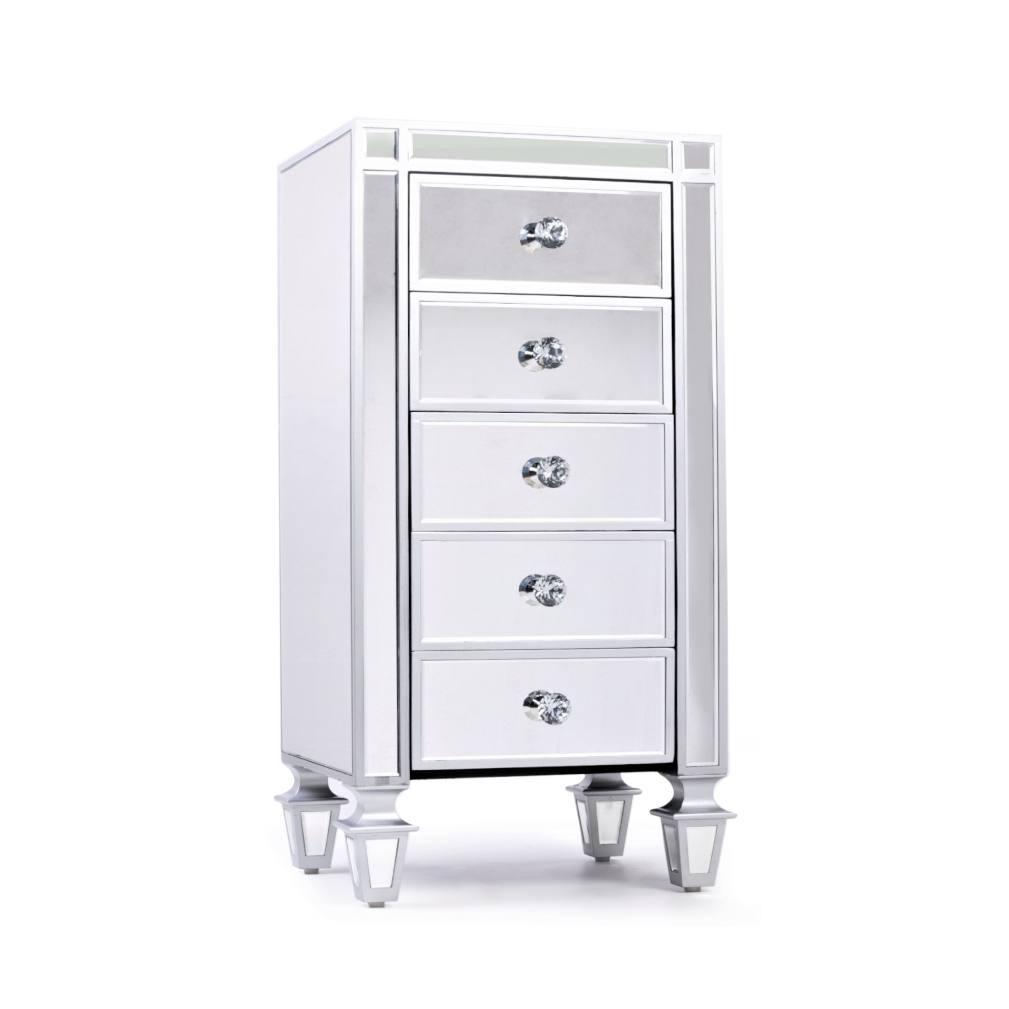 Devina Metallic Mirrored Chest Of Drawers Avivana