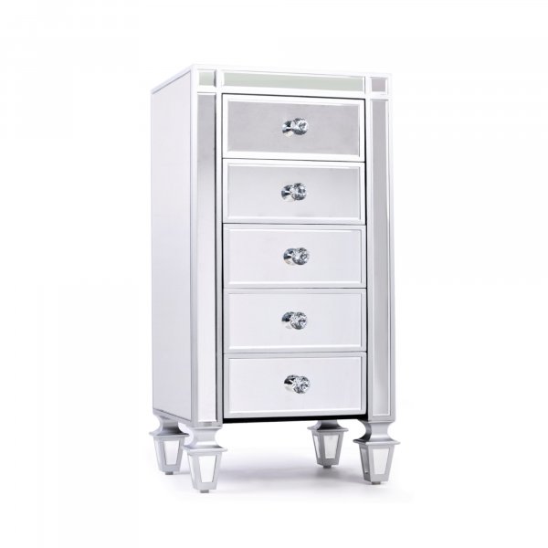 DEVINA Metallic Mirrored Chest of Drawers