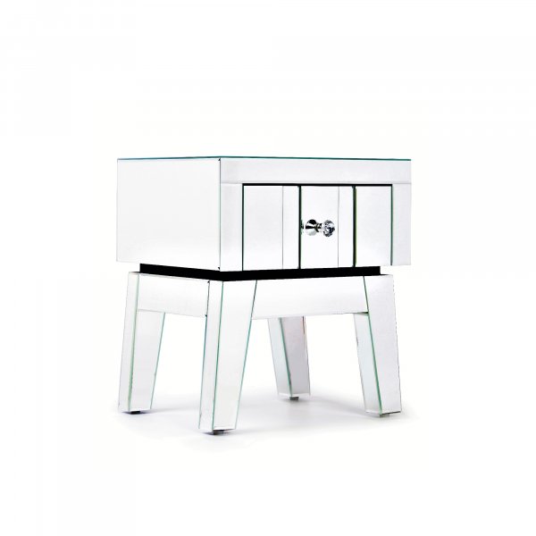 DEVINA Mirrored Bedside End Table