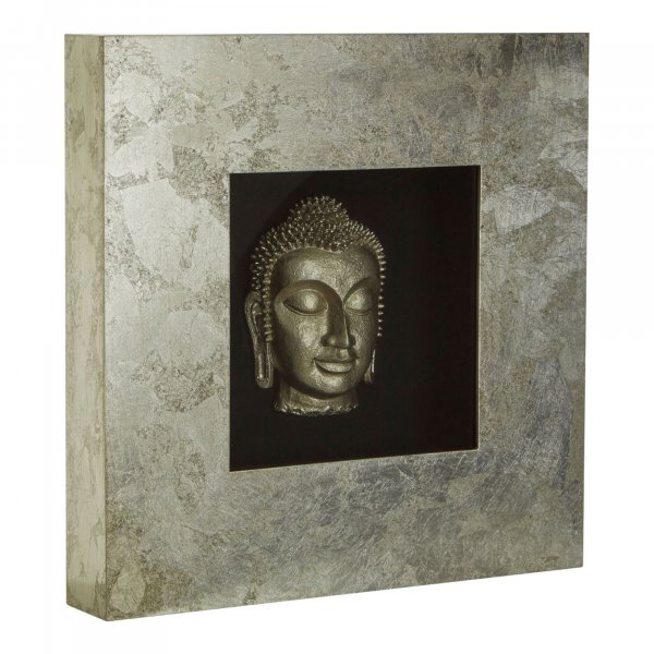 Silver Samadhi Buddha Wall Art - BBWLRT38