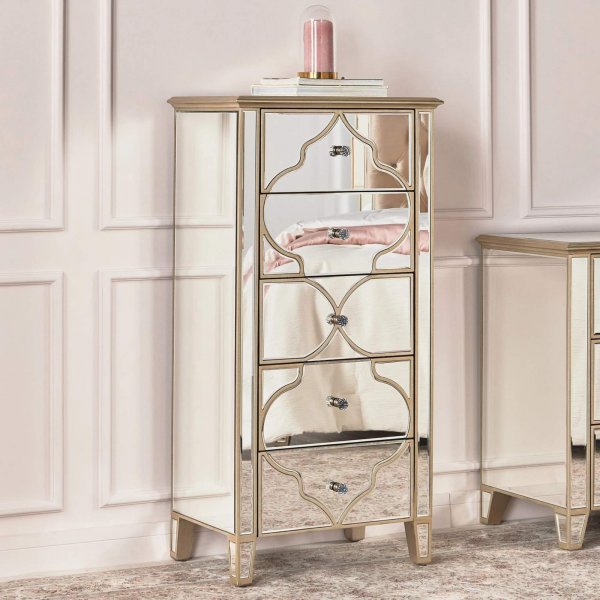 NIZAM Mirrored Moroccan Gold Collection - Vanity Chest