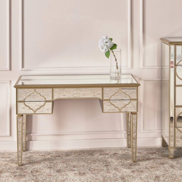 NIZAM Mirrored Moroccan Gold Collection - Vanity Console