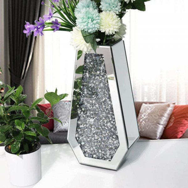 NORALI Diamond Crush Mirrored Planter Vase