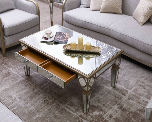 QUILLA Mirrored Moroccan Gold Collection - Coffee Table