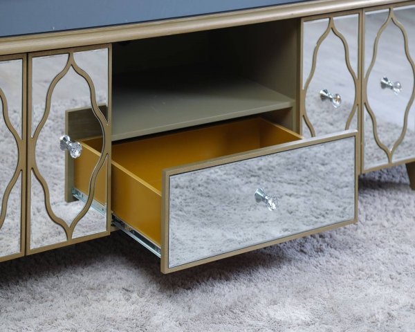 QUILLA Mirrored Moroccan Gold Collection - TV Unit