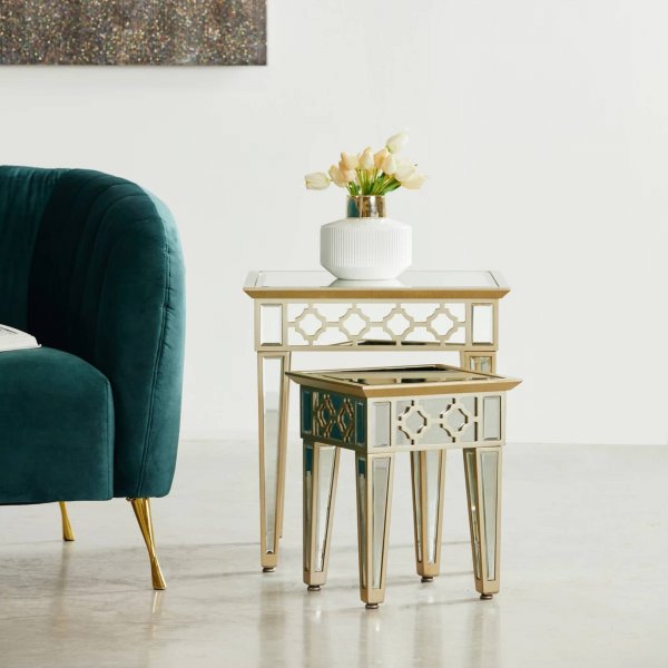 RABAT Mirrored Moroccan Gold Collection - Accent Table Set
