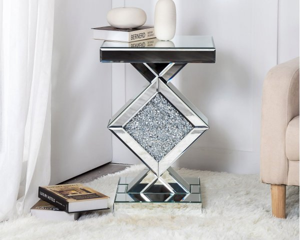 Altman Mirrored Coffee Table Avivana Altman Mirrored Coffee Table Avivana, Mirror Pedestal Side Table