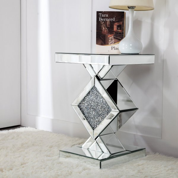 ZOROS Mirrored Pedestal Side Table
